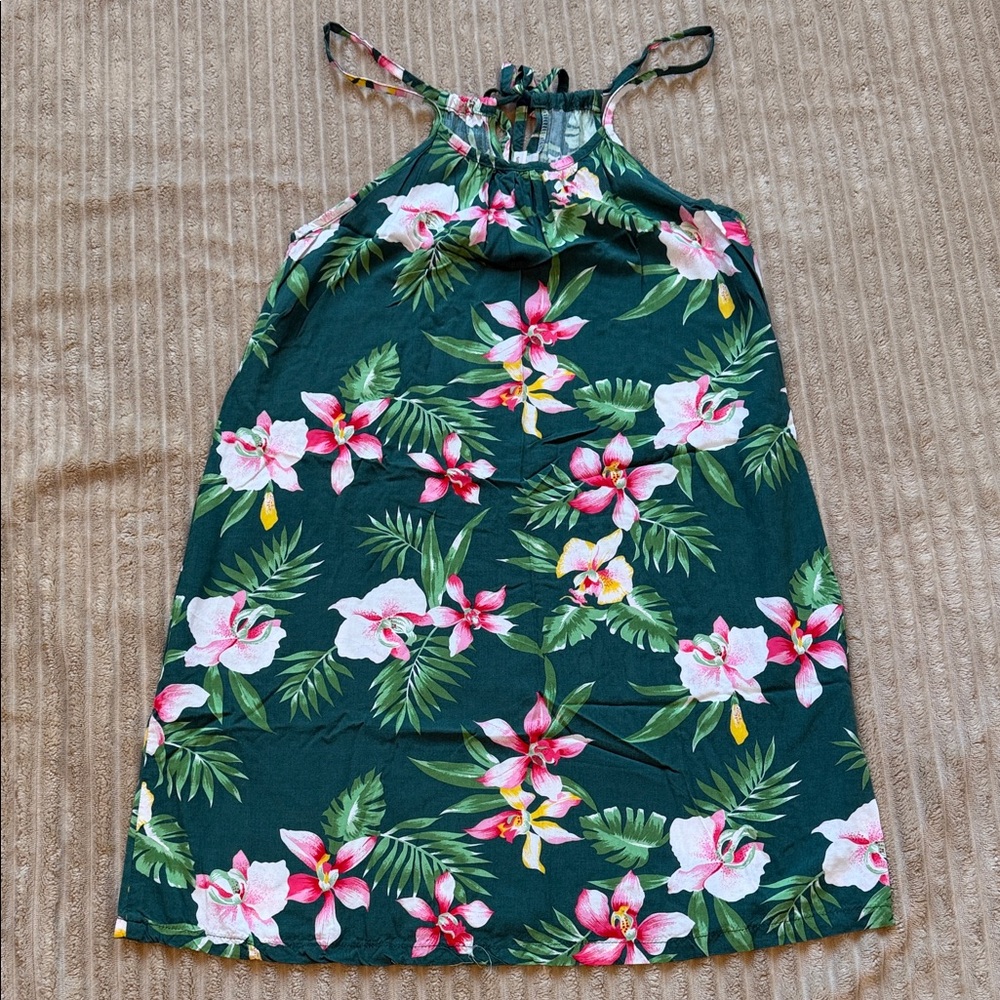 Floral Green Kids Casual Dress